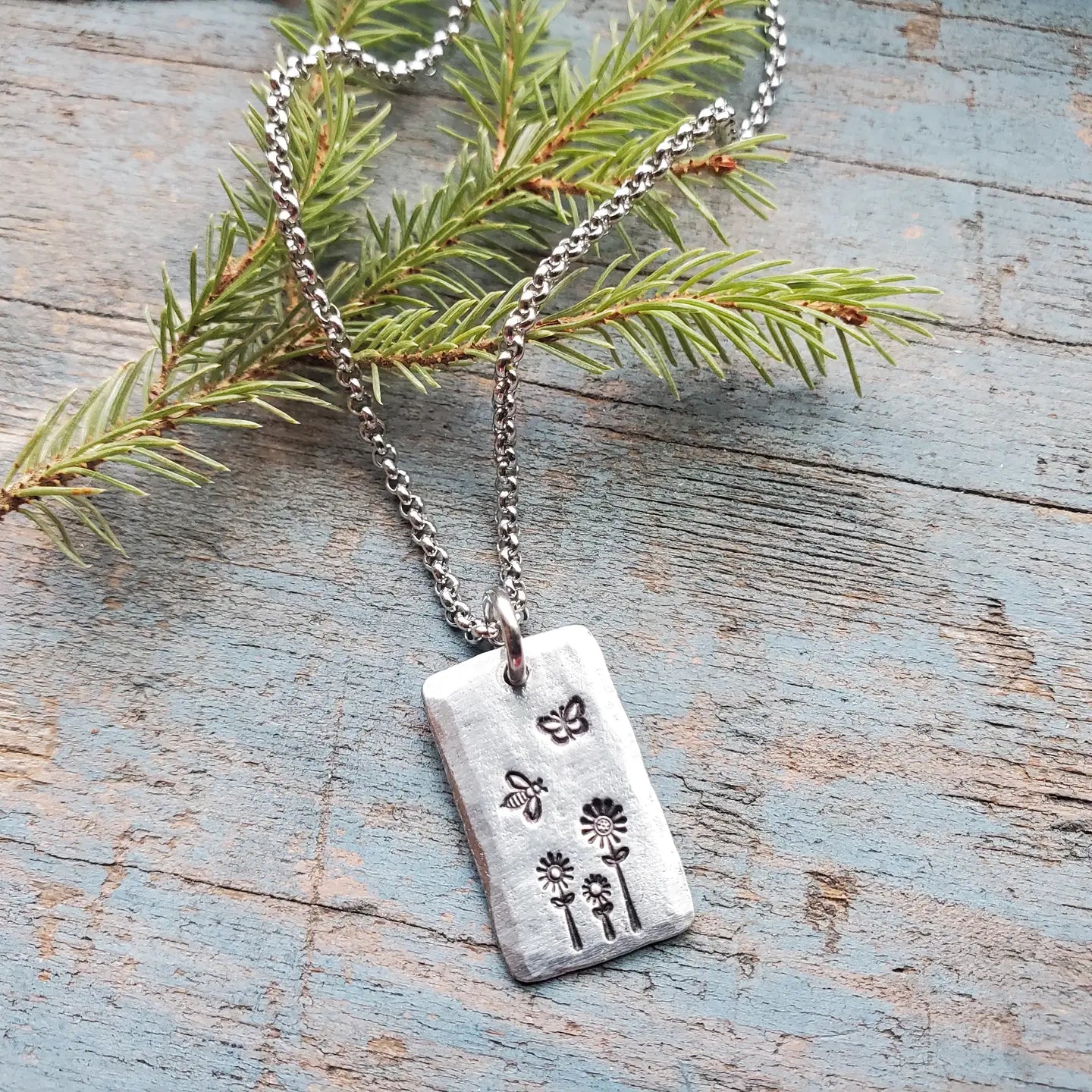 HandStamped 18" Pewter Necklace