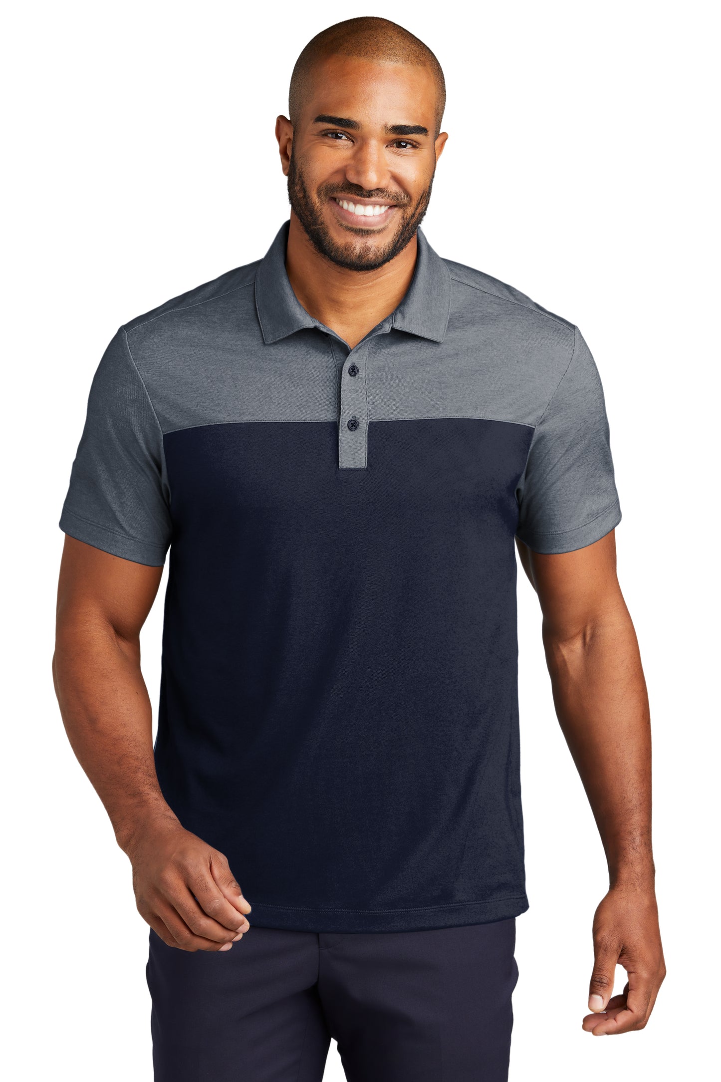 Mens Fine Pique Blend Blocked Polo