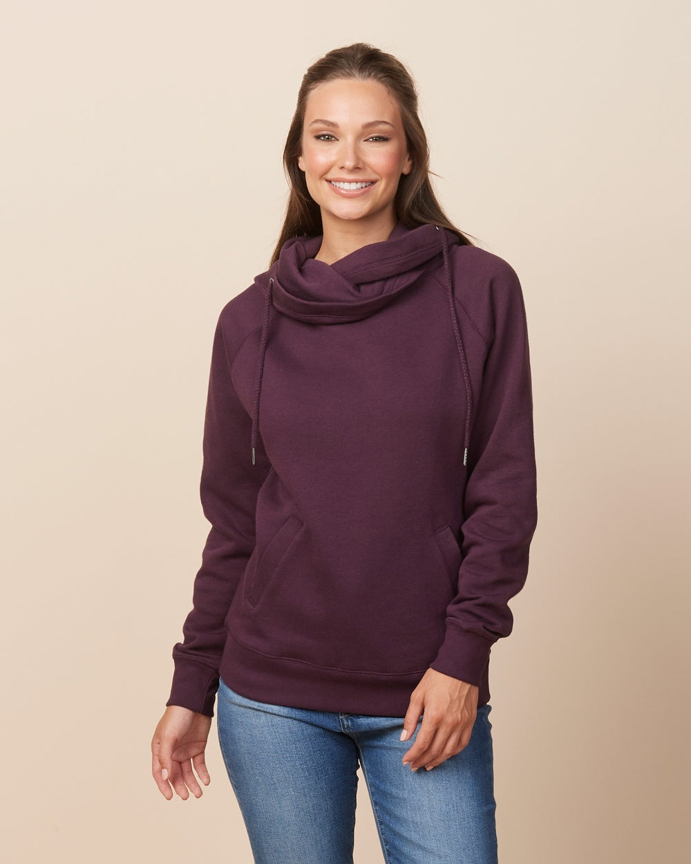 Ladies Classic Fleece Funnel Neck Pullover Hood