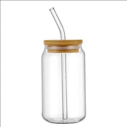 16 oz Clear Glass With Wooden Lid