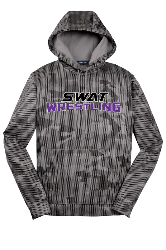 SWAT Wrestling Adult Camo Hex Fleece Hooded Pullover - Words