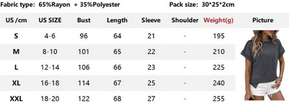 Casual Ribbed Knit Short Sleeve Loose Fit Top